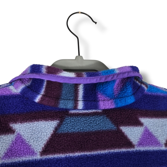 Patagonia Synchilla T-Snap Fleece Pullover Purple Blue Aztec Womens Size Large - Picture 12 of 16